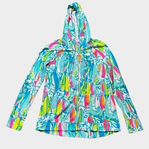 Lilly Pulitzer Women's Sz S Beach and Bae Mooring Hoodie Jacket Pink Sailboats